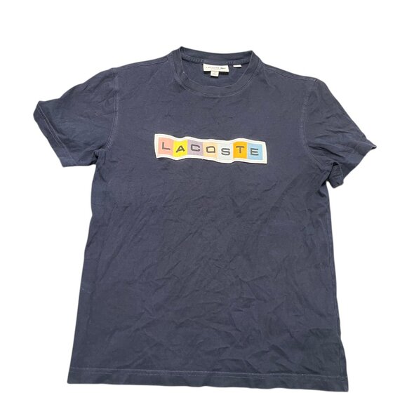 Lacoste T-Shirt Men's SZ Small Navy Cotton Crocodile Logo Short Sleeve Pullover - Picture 1 of 3